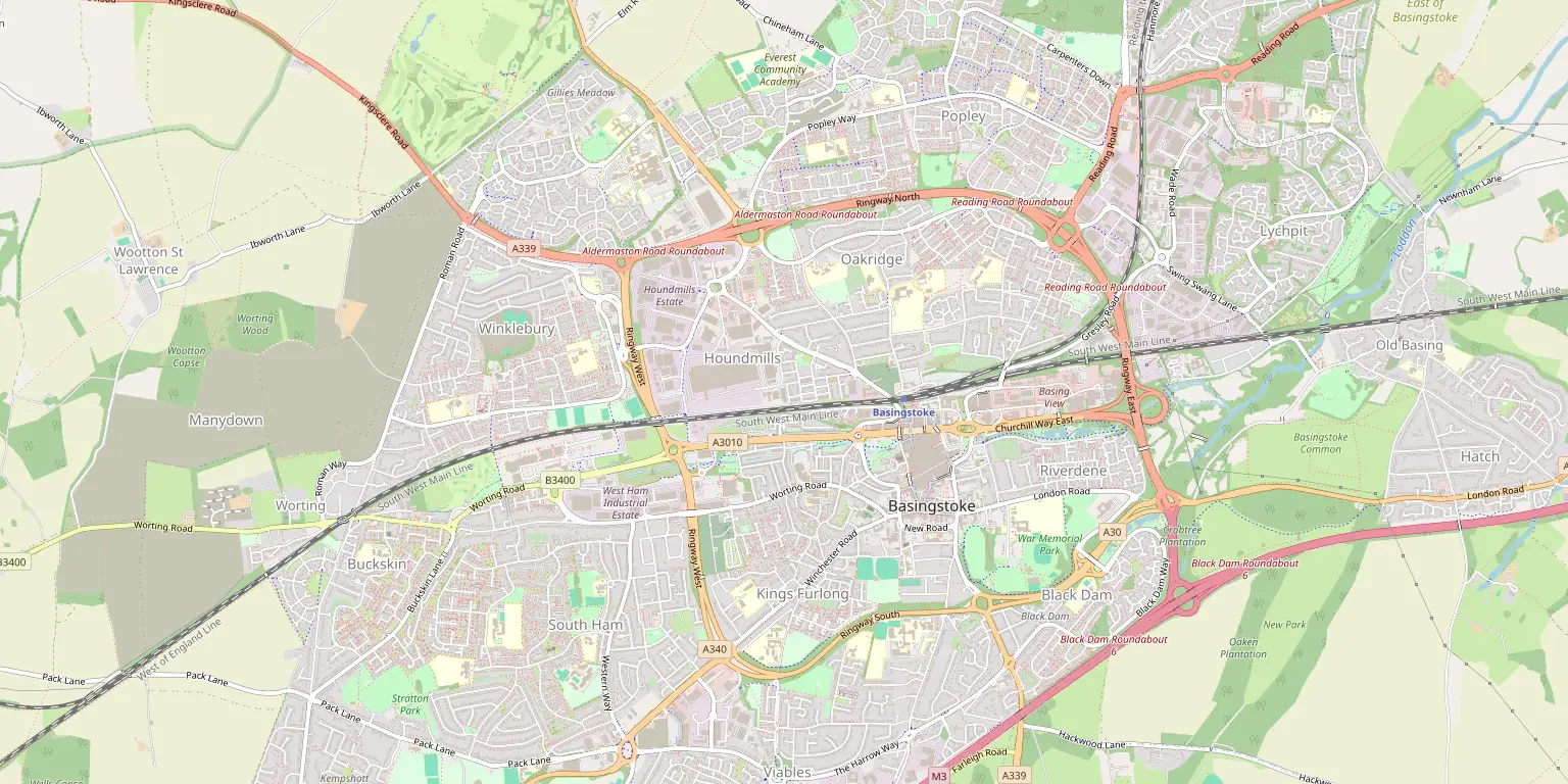 Map of Basingstoke service area