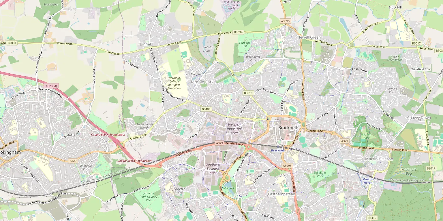 Map of Bracknell service area