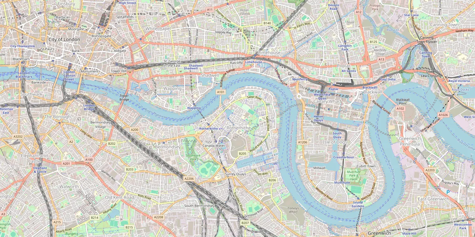 Map of Canary Wharf service area