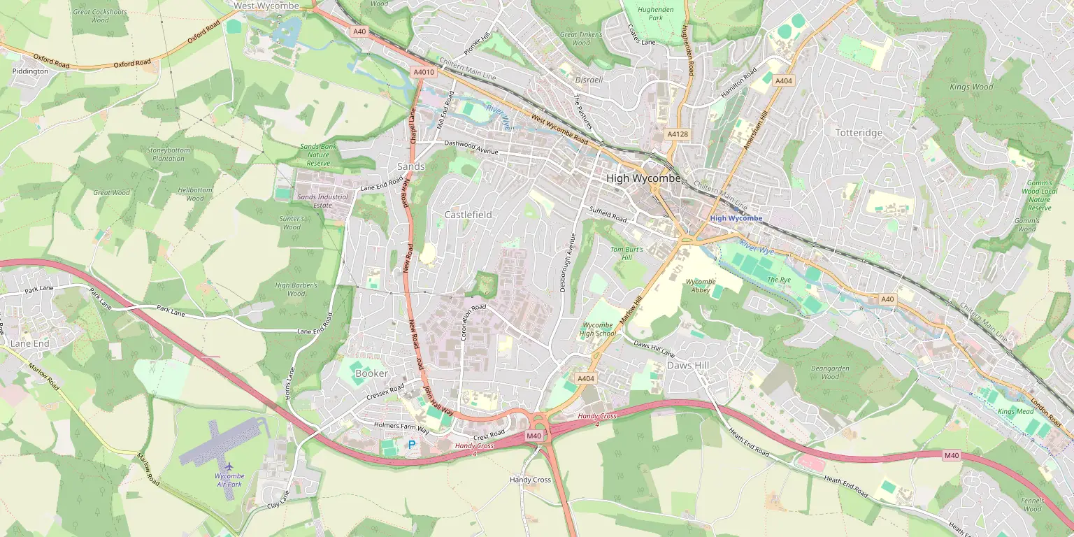 Map of High Wycombe service area