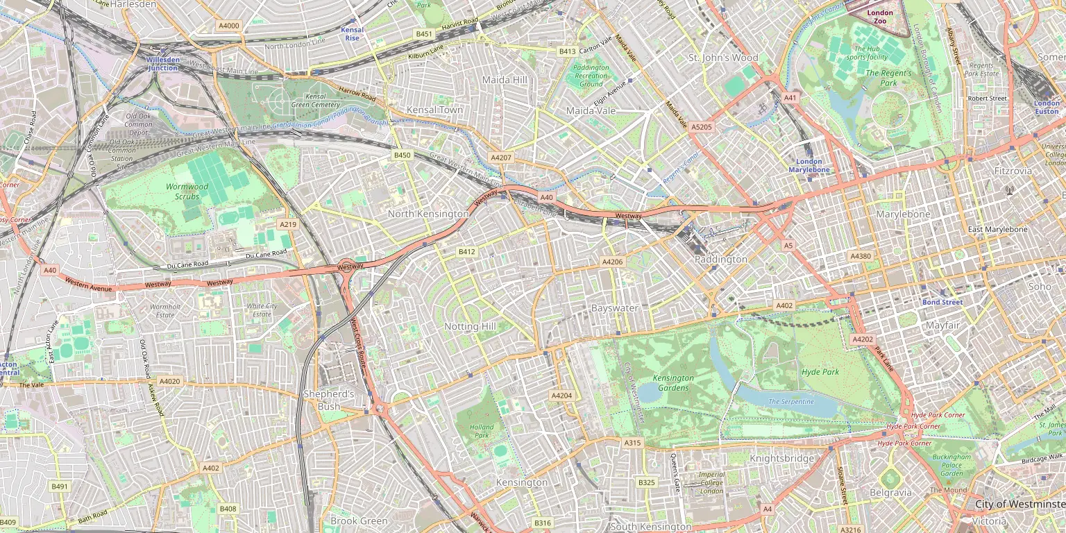 Map of Paddington service area