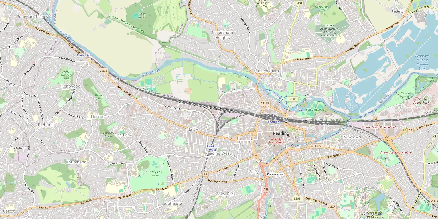Map of Reading service area