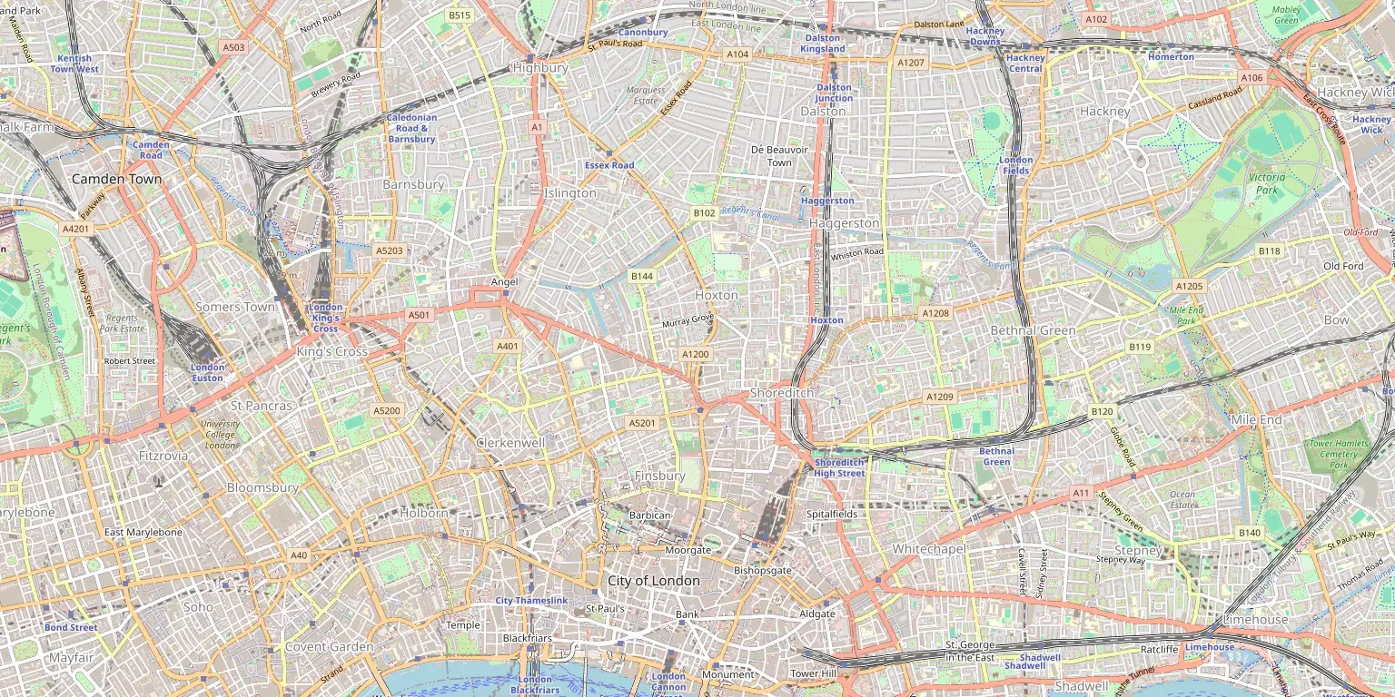 Map of Shoreditch service area