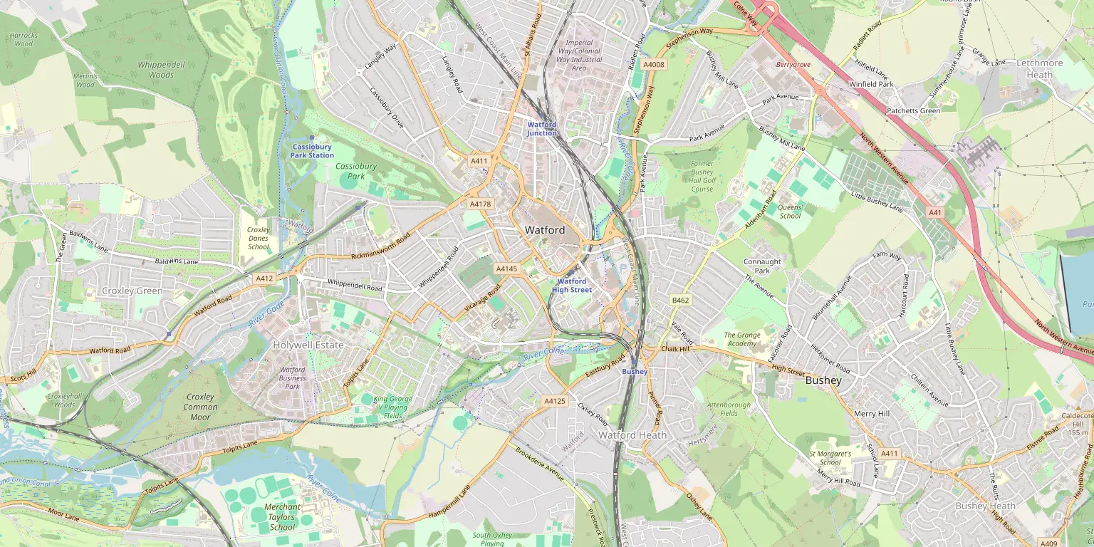 Map of Watford service area