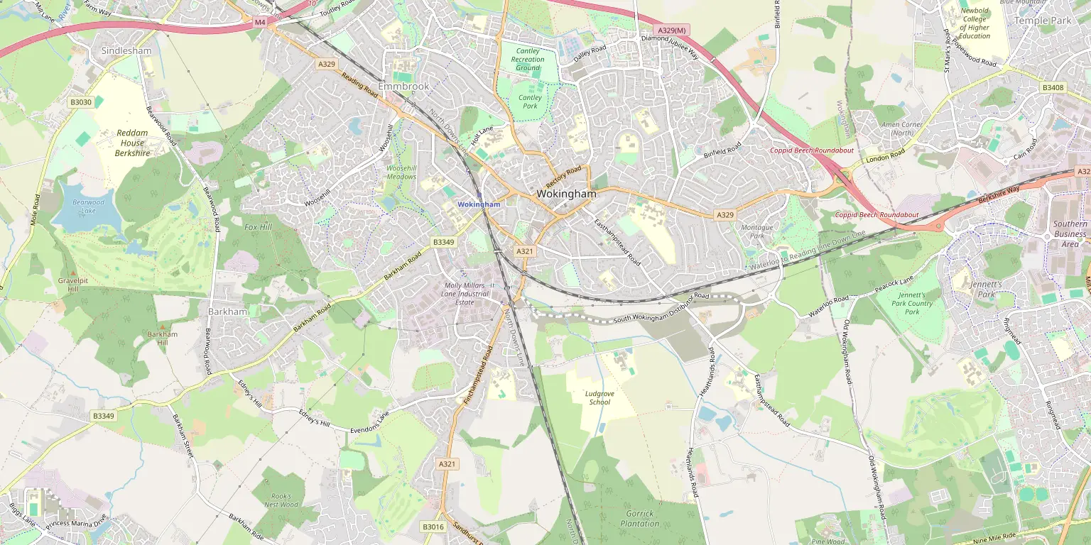 Map of Wokingham service area