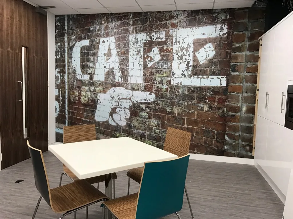 Industrial-Style Café Wall Mural Installation in London